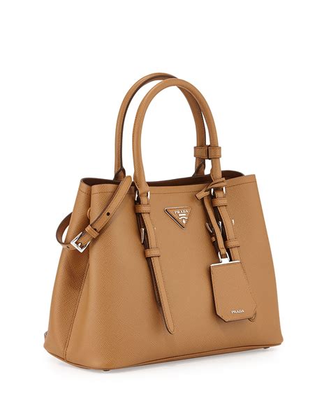 prada saffiano cuir double bag tan|saffiano leather prada.